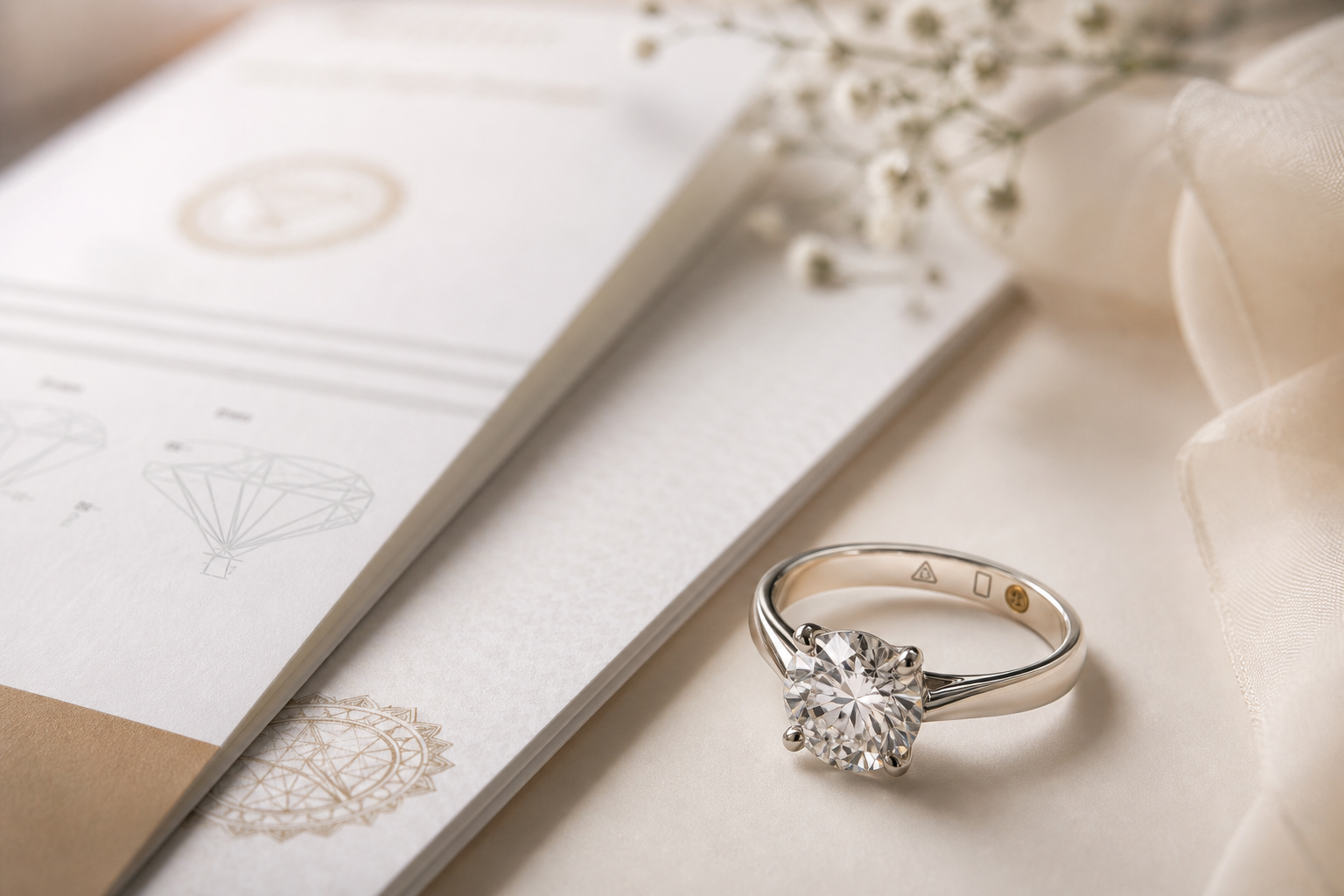 GIA and IGI report with hallmarked ring