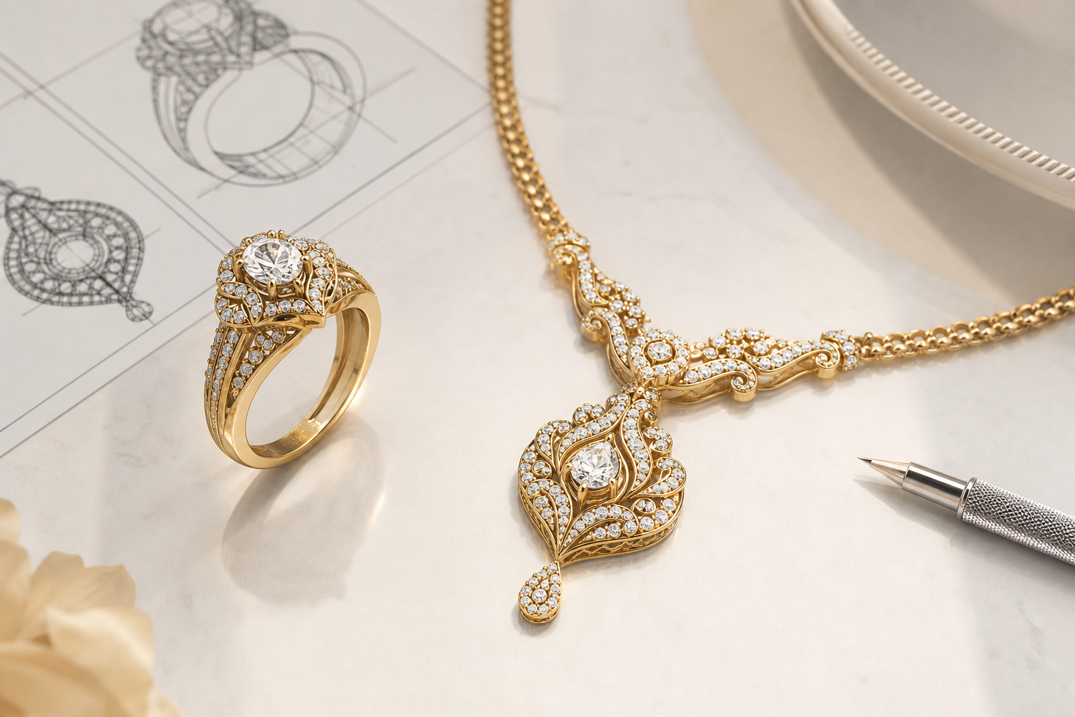 custom jewelry design with 3d rendering preview example