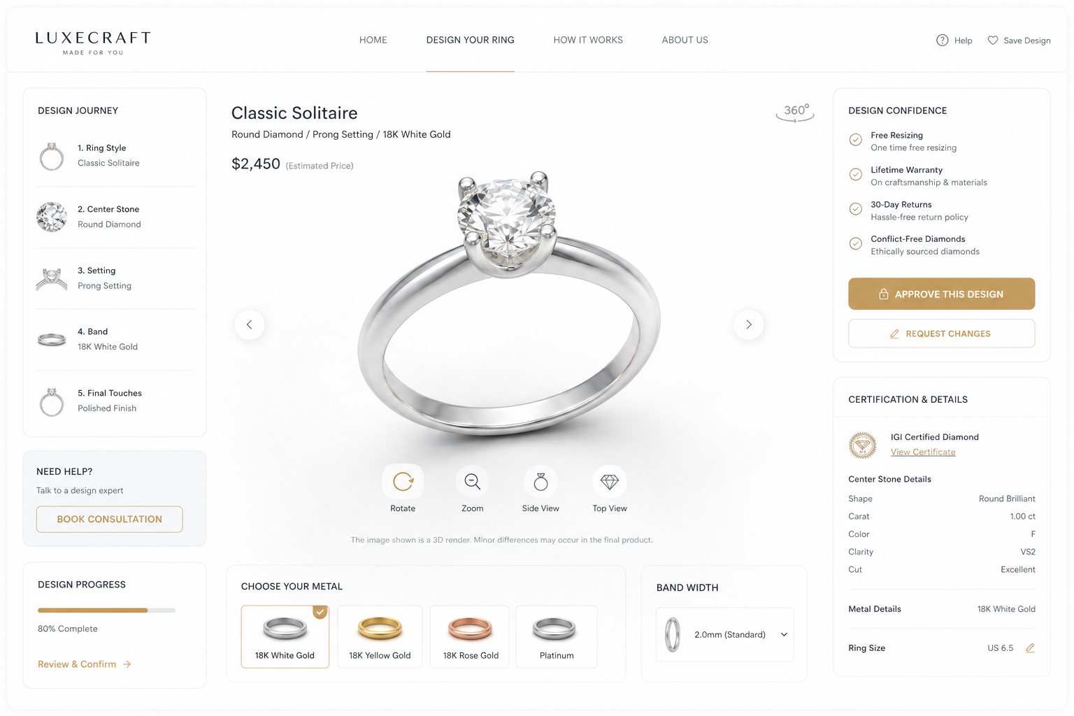 best custom jewelry design 3D mockup preview interface
