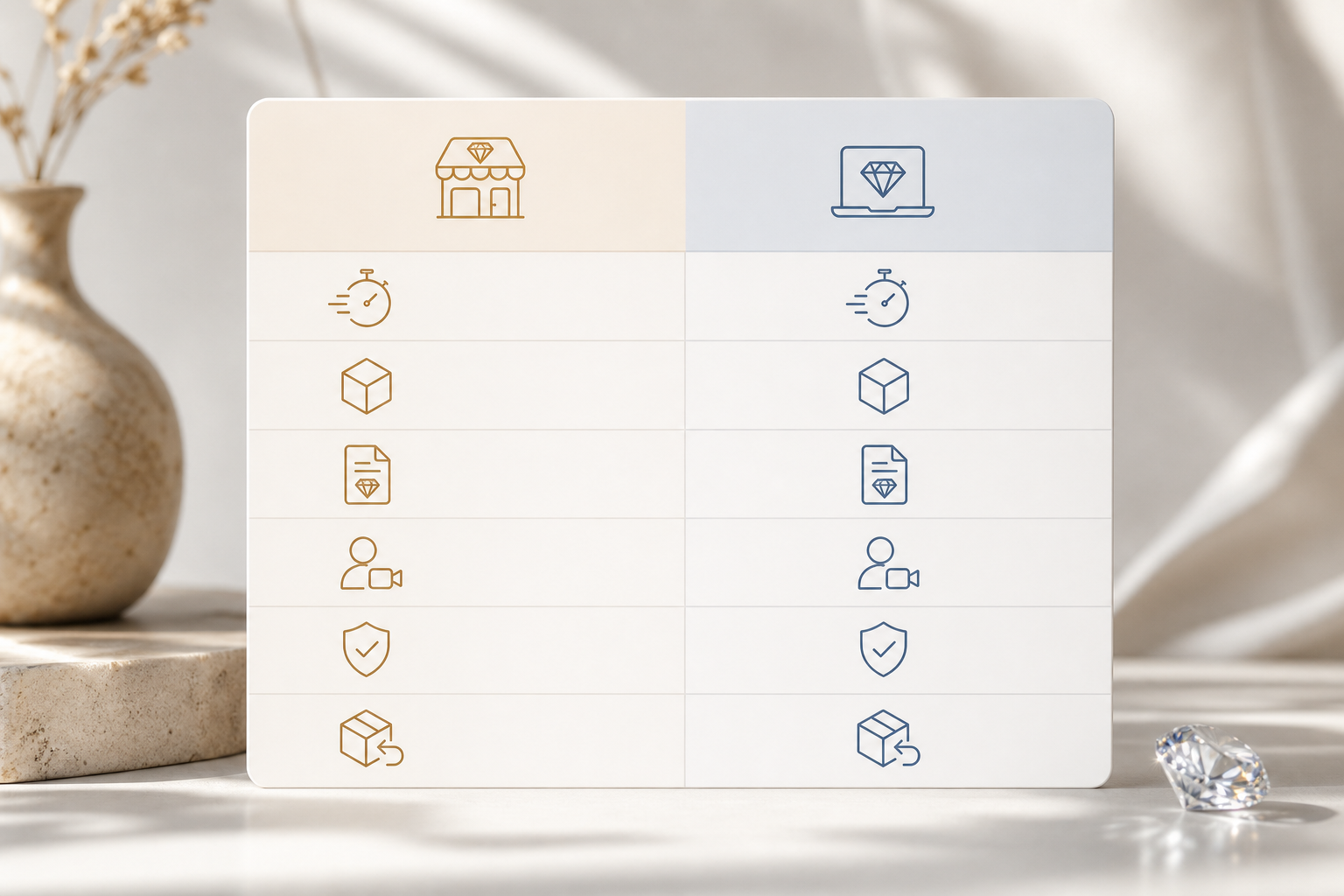 Comparison chart of 3D preview vs customization vs policies