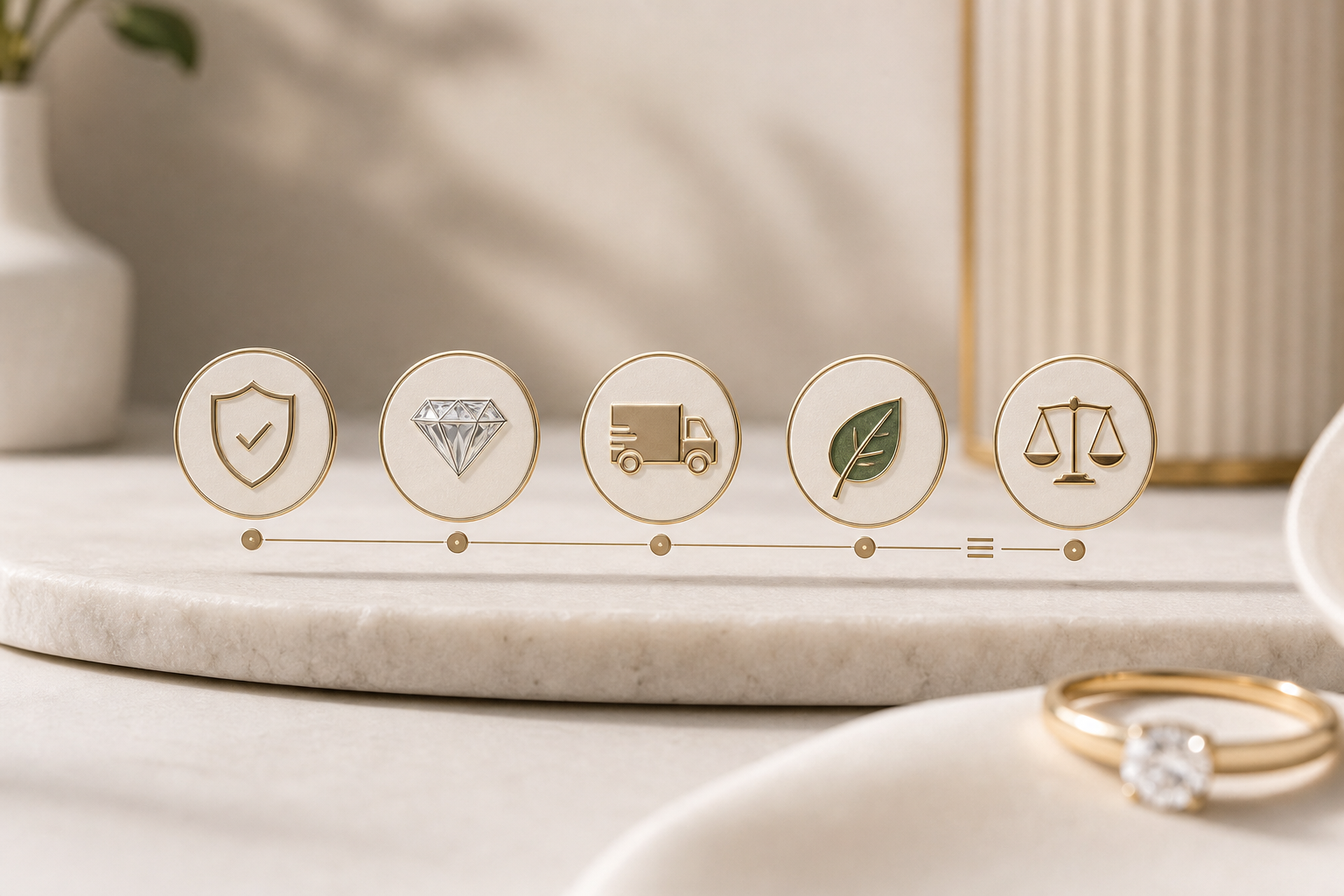 Trust signals infographic for BIS HUID, IGI/GIA, Brinks insurance