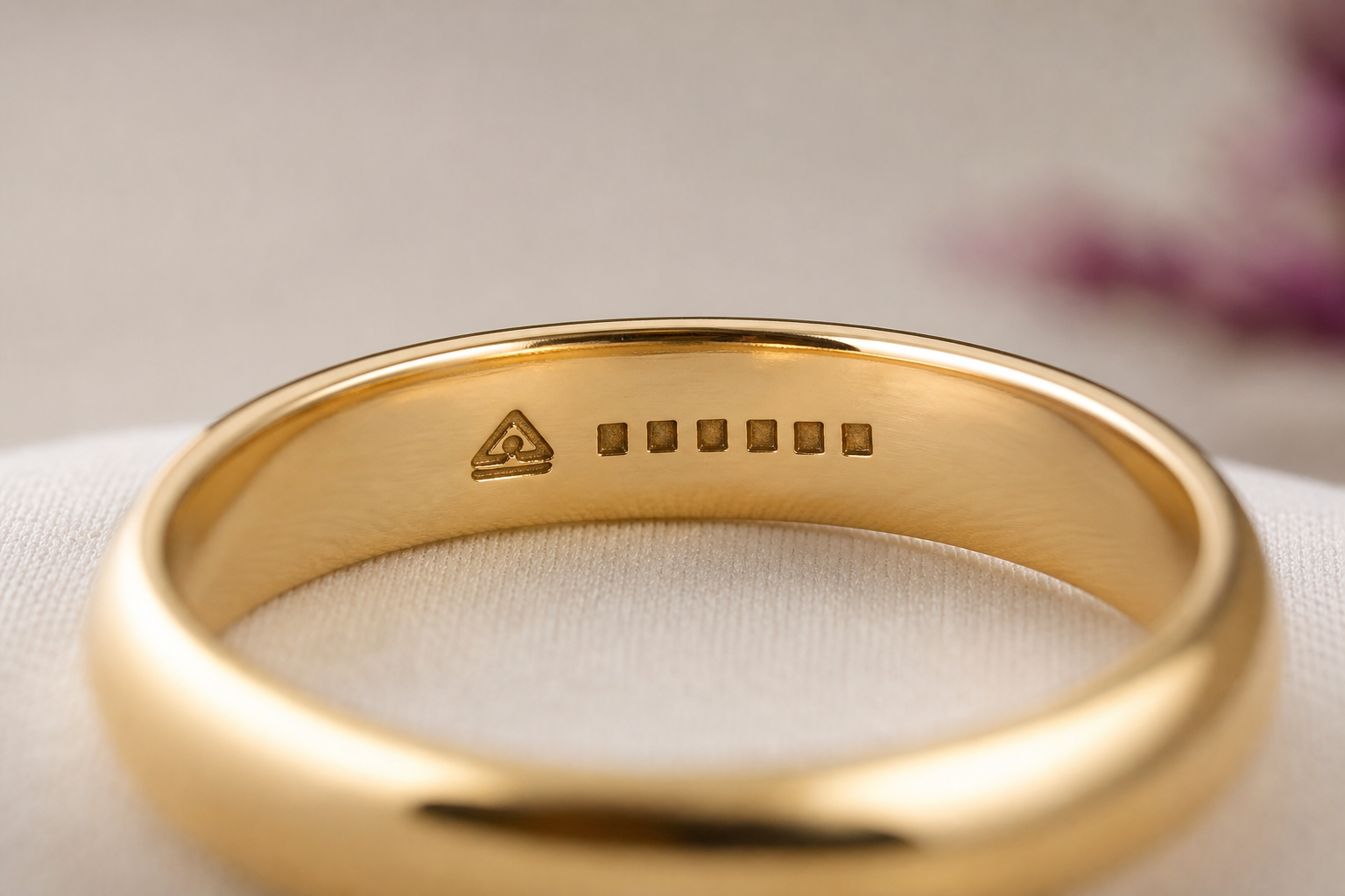 BIS hallmark and HUID close-up on gold jewelry