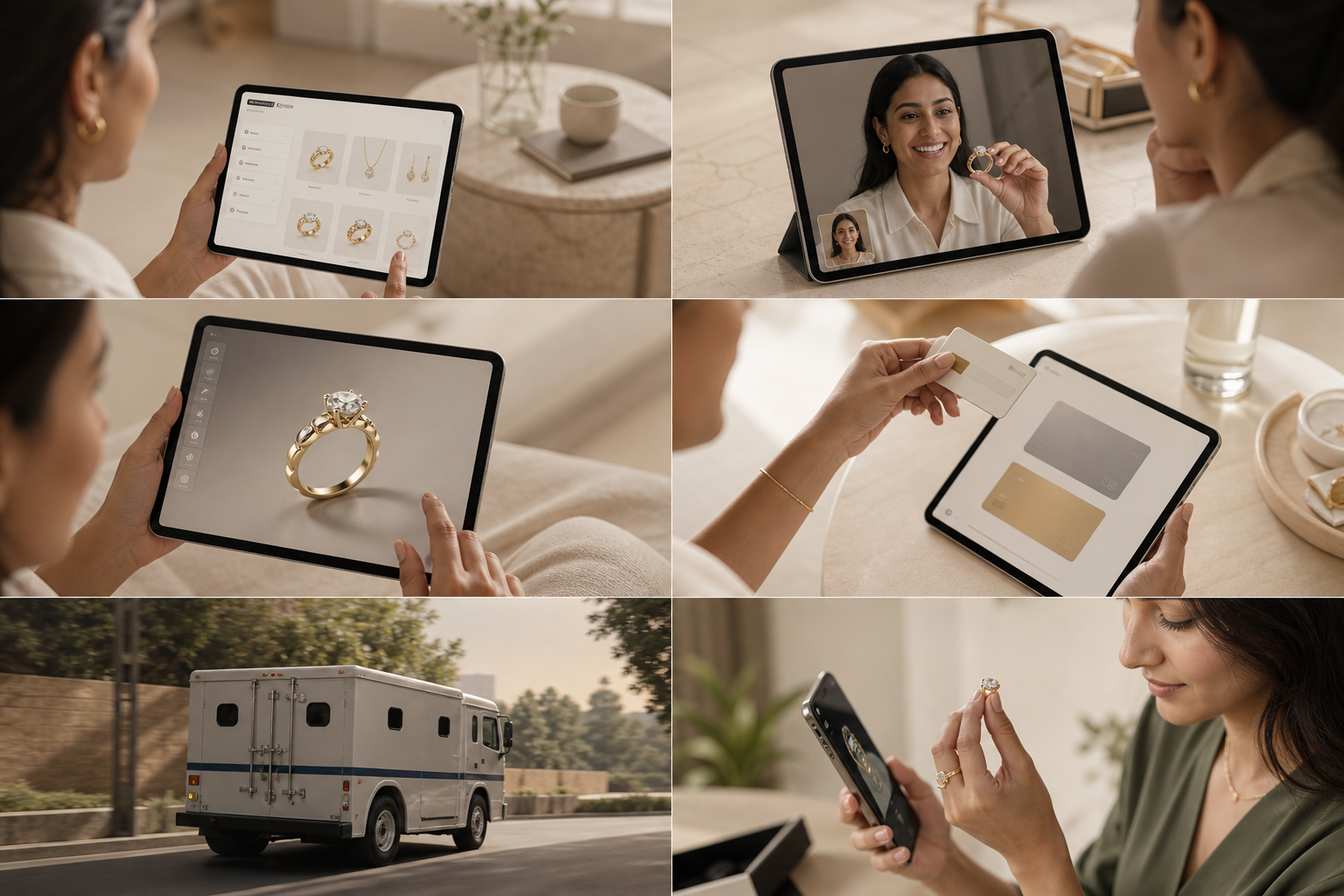step-by-step flow for choosing BIS hallmarked gold gift, filters, consult, 3D mockup, checkout, insured shipping, HUID verify