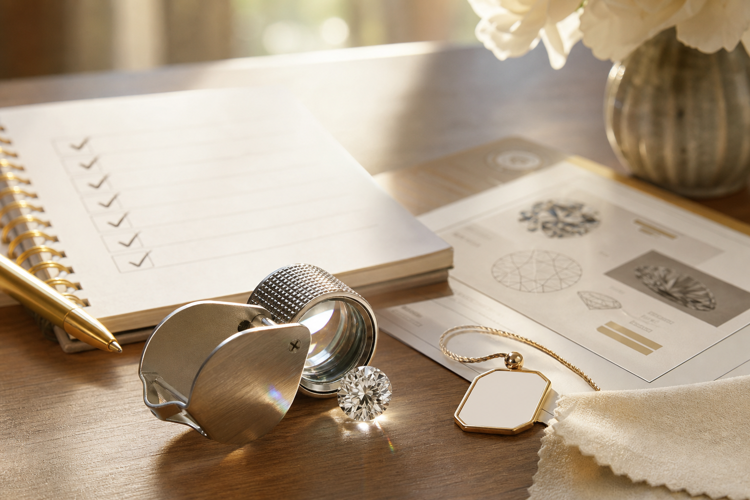 pre-delivery checklist: GIA report, HUID, insured shipping, returns window