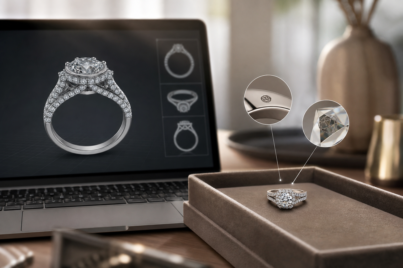 custom jewelry design with 3d rendering workflow