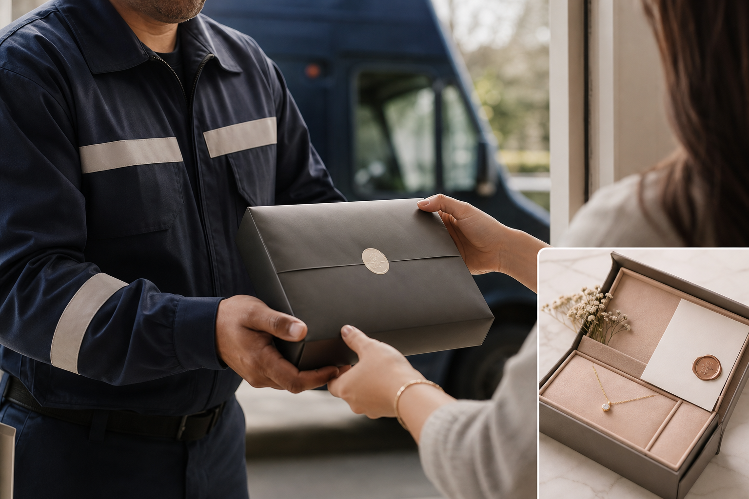 gift-ready FSC-certified packaging and Brinks courier handoff