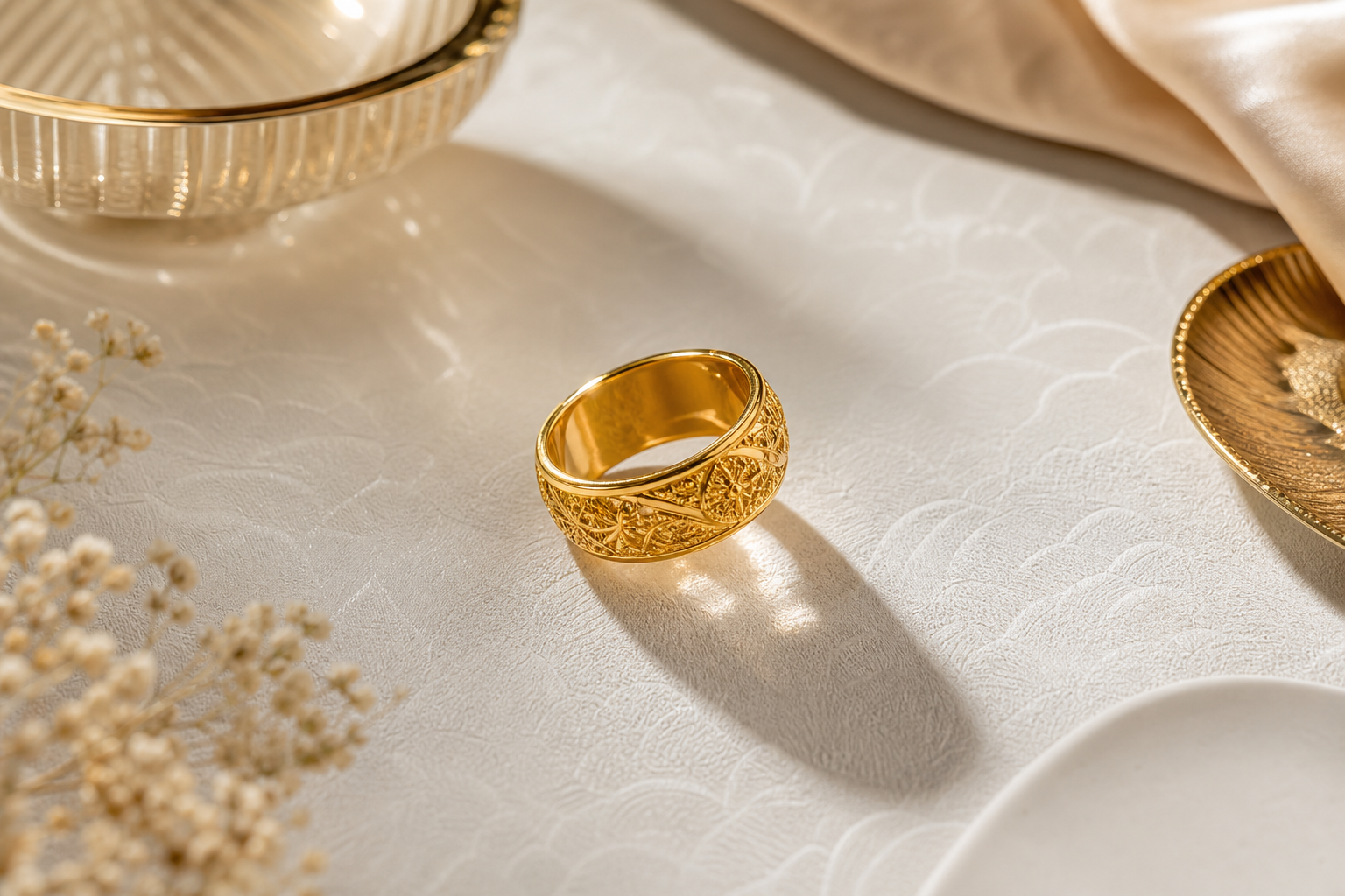 lifetime exchange and buyback guarantee hero image of BIS hallmarked gold ring with HUID tag and pricing breakdown overlay